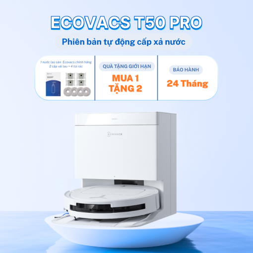 Robot hút bụi Ecovacs T50 Pro Omni - Phiên bản tự động cấp xả nước