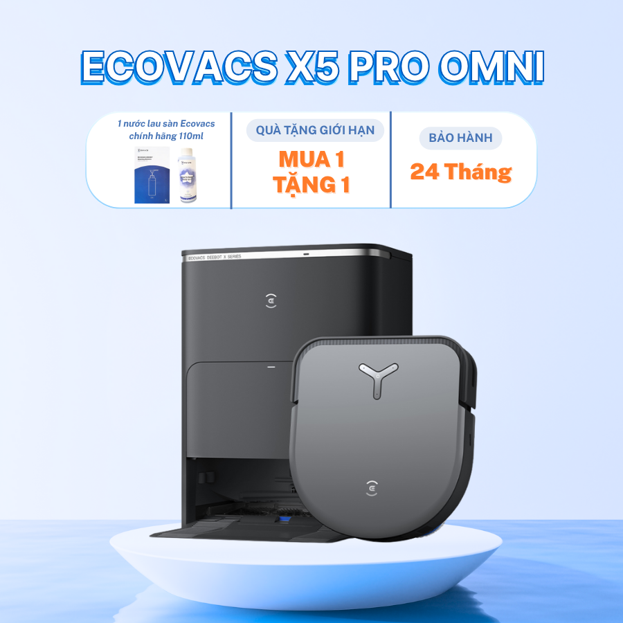 Robot hút bụi lau nhà Ecovacs Deebot X5 Pro Omni (Trắng/ Đen)
