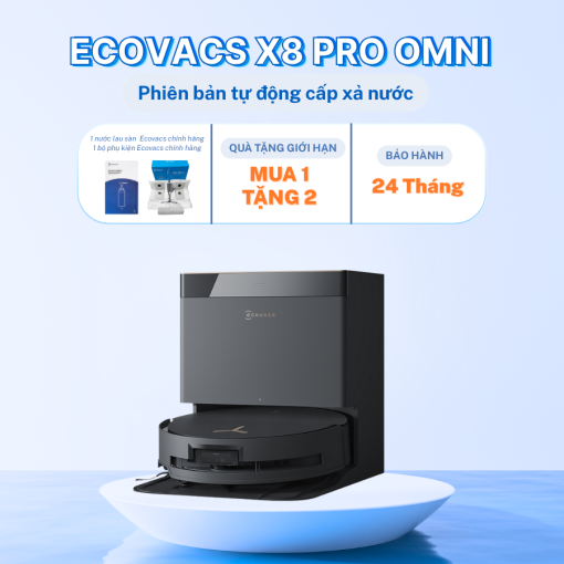 Robot hút bụi lau nhà Ecovacs X8 Pro Omni - Phiên bản tự động cấp xả nước