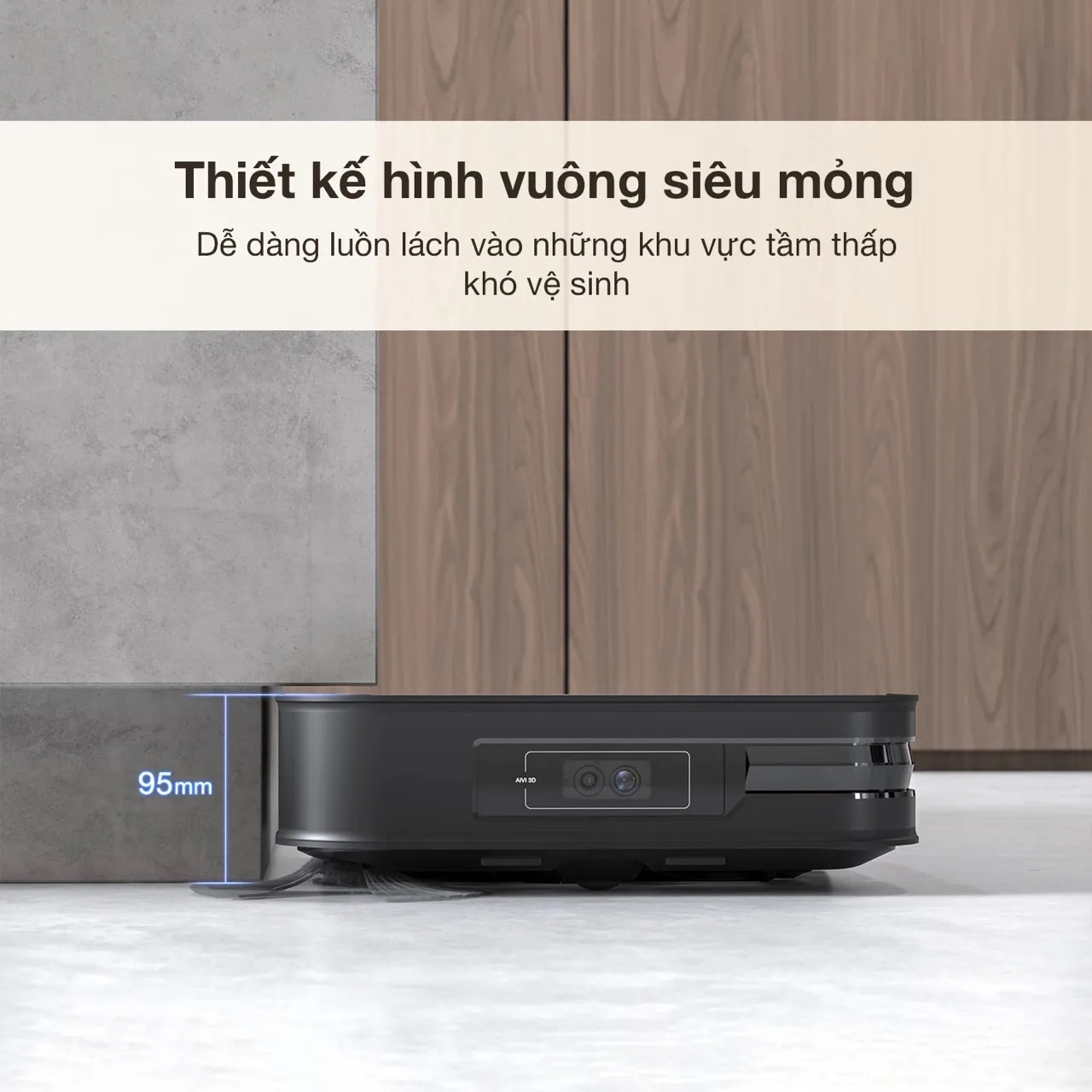 Thiết kế hình vuông siêu mỏng Ecovacs X2 Combo 