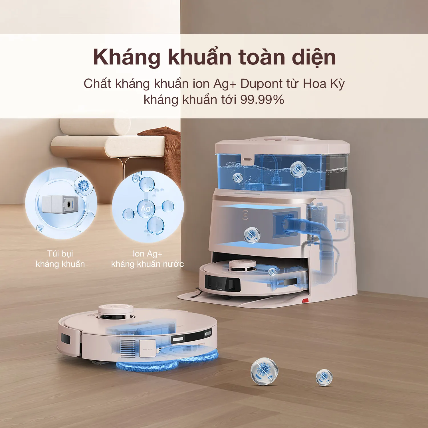 Kháng khuẩn toàn diện của Ecovacs T30 Pro 