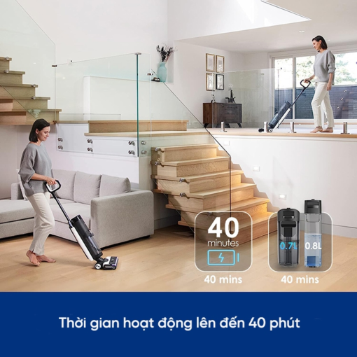 Máy hút bụi lau nhà Tineco Floor One S7 Pro 2 thời gian hoạt động 40 phút