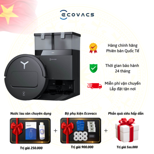 Robot hút bụi lau nhà Ecovacs T50 Pro Omni - Trắng/Đen