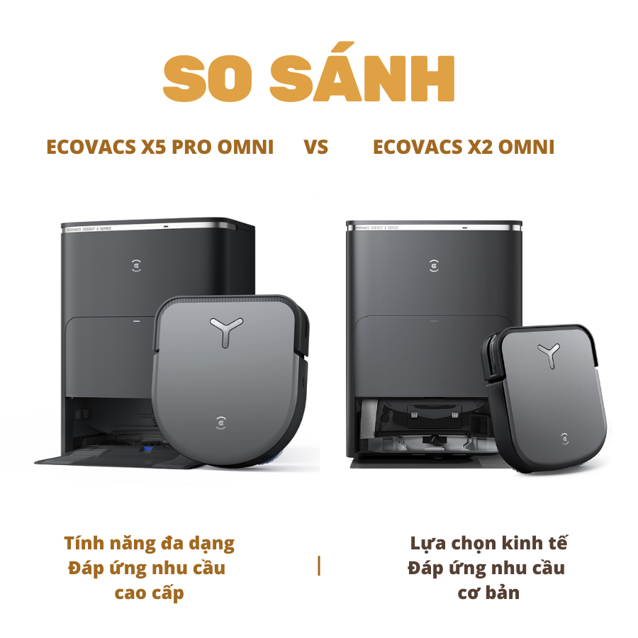 So sánh Ecovacs X5 Pro OMNI và Ecovacs X2 OMNI
