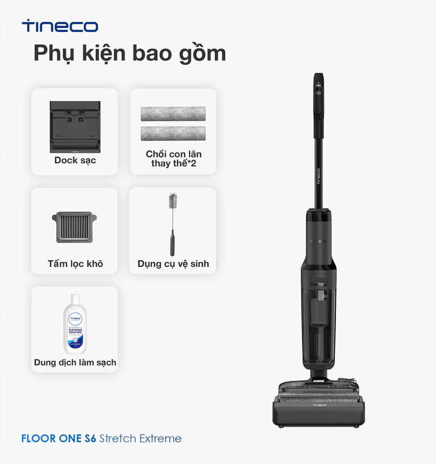 Tineco Floor One S6 Stretch Extreme trọn bộ sản phẩm